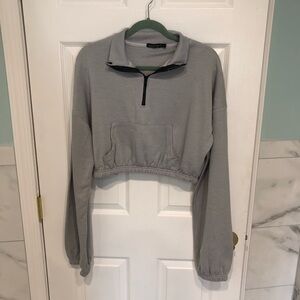 Boohoo cropped half zip top
